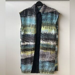 Kenzo Black and Blue Patterned Shirt Dress